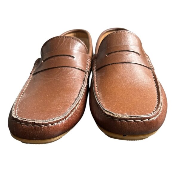 TED BAKER London Men's Tan Leather Penny Slip On Loafers US 8.5 - Picture 4 of 7